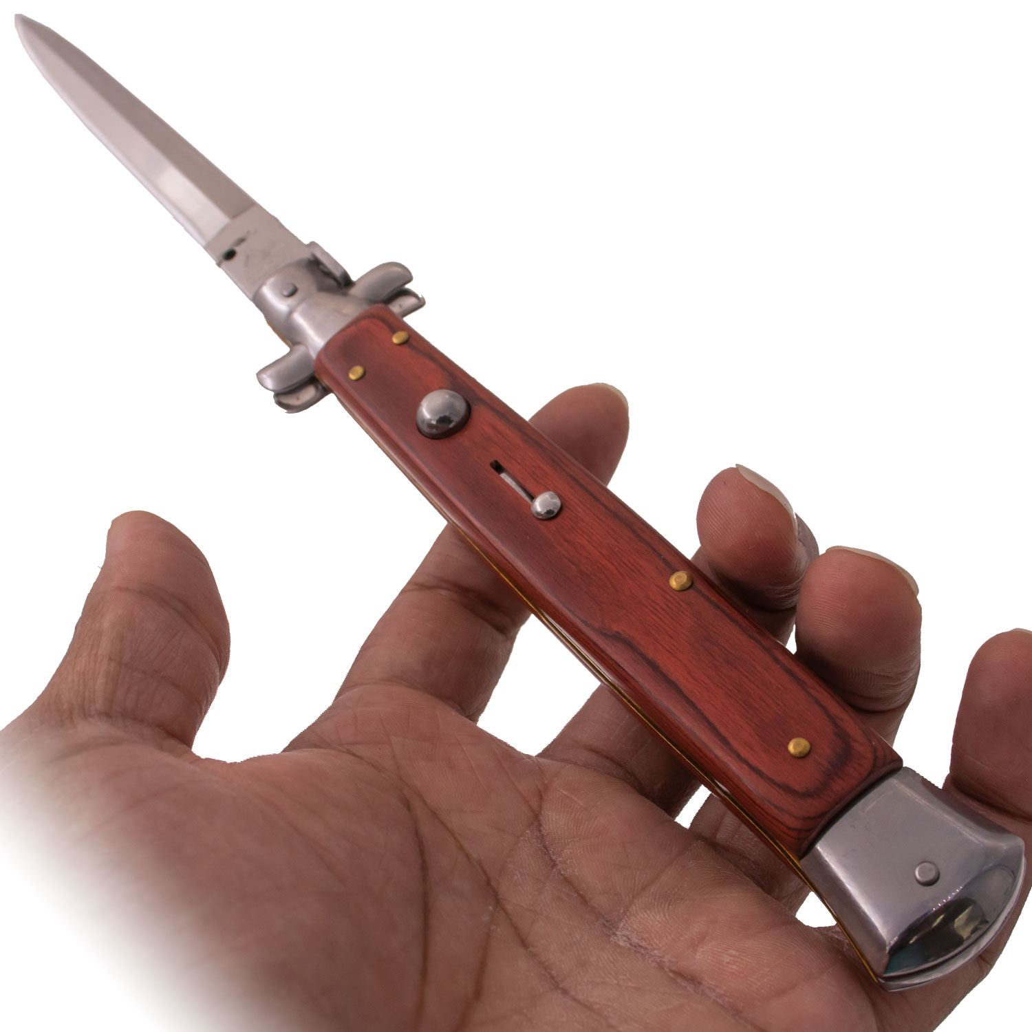 AKC 13 Inch Automatic Stiletto Italiano Button Push Knife (Rosewood)